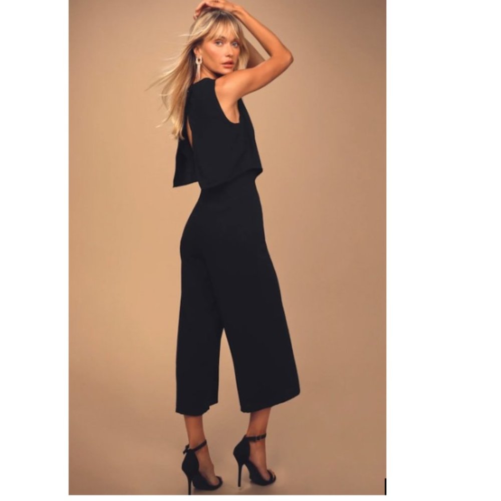 Lulu's Black Backless Midi Romper/Jump